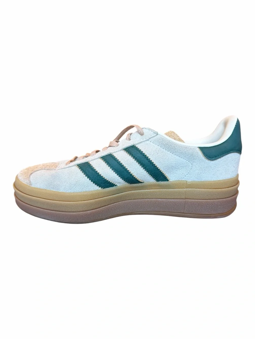 Adidas Gazelle Bold Green Off White Size 6 1/2 Suede Leather Gold Branding - Picture 5 of 14